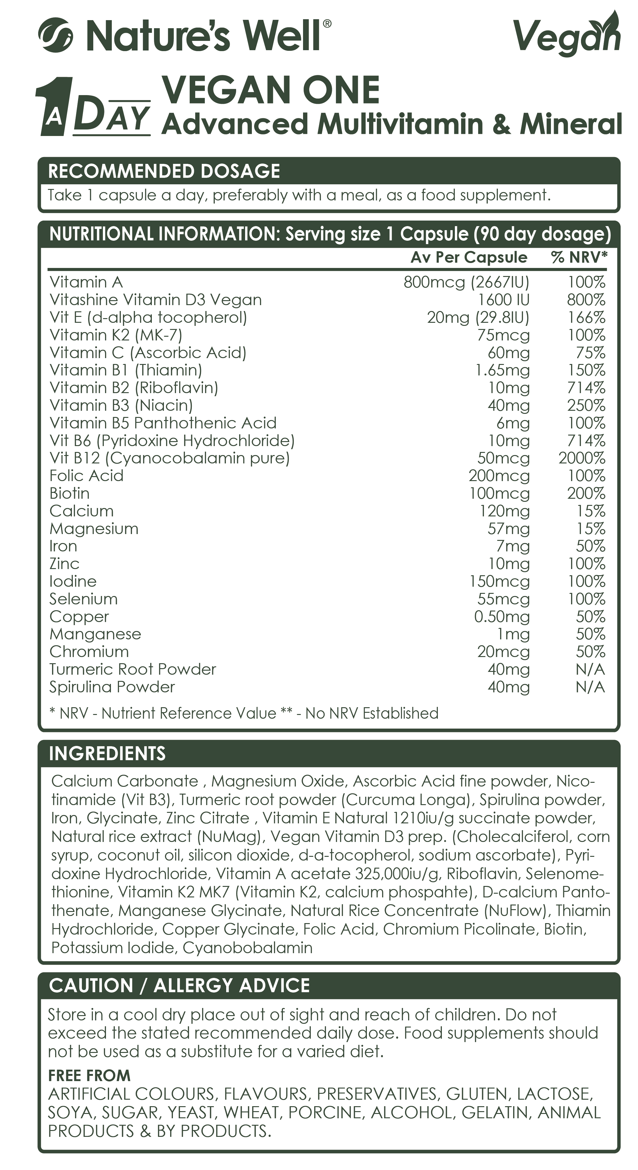 Vegan Advanced One - Multivitamin & Mineral 
